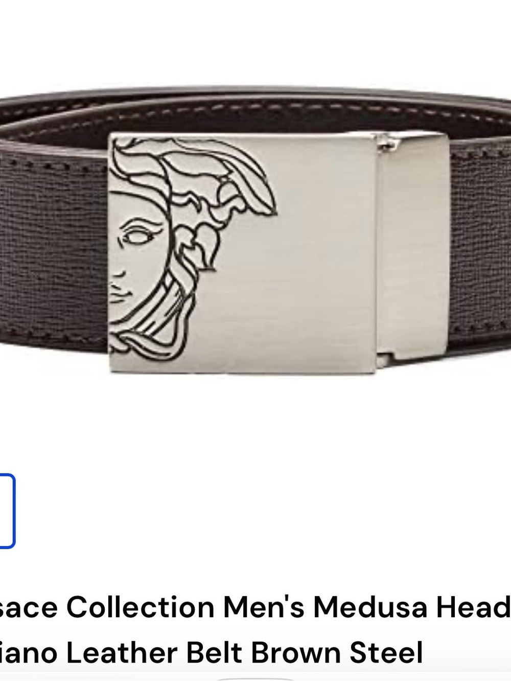 Versace Brown Leather Belt with Medusa Steel Buckle